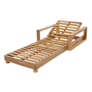 English Elm Light Natural Acacia Outdoor Chaise Lounge with Thick Foam Cushion and Reclining Frame N770P484211L_N770P208317C