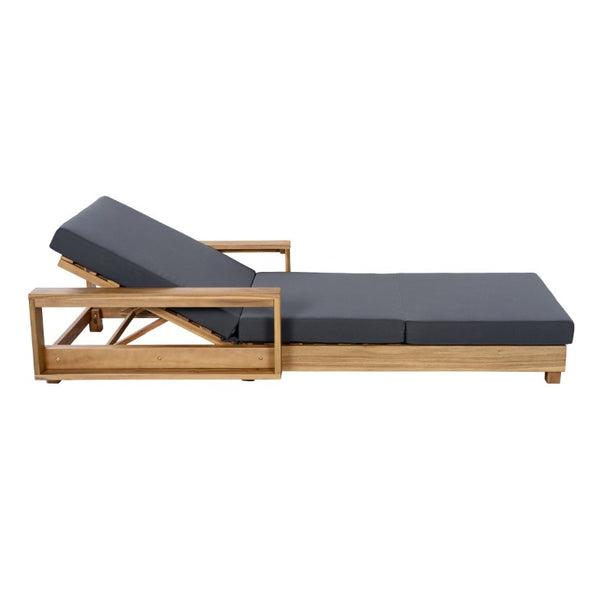 English Elm Light Natural Acacia Outdoor Chaise Lounge Solid Hardwood Frame with Cushion Patio N770P484211L_N770P208326G