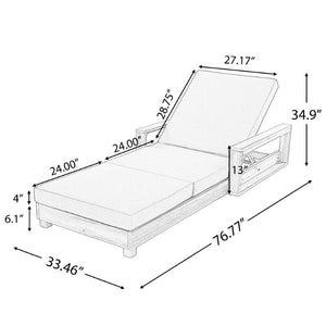 English Elm Light Natural Acacia Outdoor Chaise Lounge Solid Hardwood Frame with Cushion Patio N770P484211L_N770P208326G
