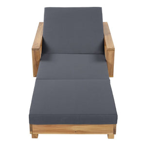 English Elm Light Natural Acacia Outdoor Chaise Lounge Solid Hardwood Frame with Cushion Patio N770P484211L_N770P208326G