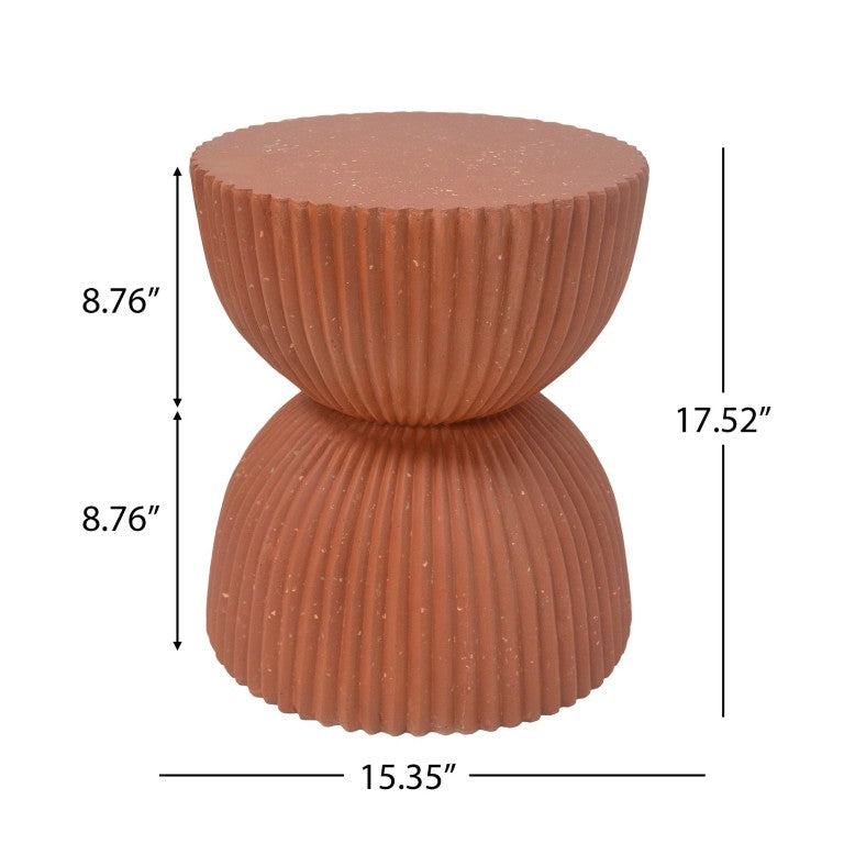 English Elm Warm Terracotta MGO Hourglass Accent Table Artisan Speckled Ribbed Indoor Outdoor N770P488588T
