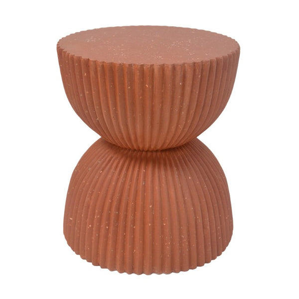 English Elm Warm Terracotta MGO Hourglass Accent Table Artisan Speckled Ribbed Indoor Outdoor N770P488588T