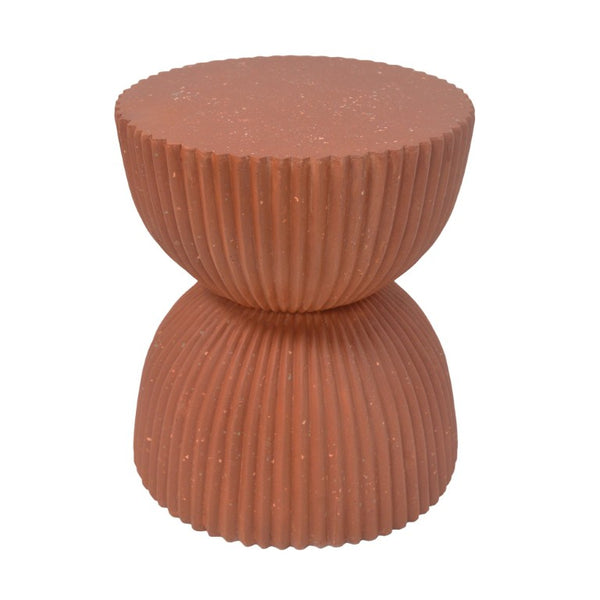 English Elm Warm Terracotta MGO Hourglass Accent Table Artisan Speckled Ribbed Indoor Outdoor N770P488588T