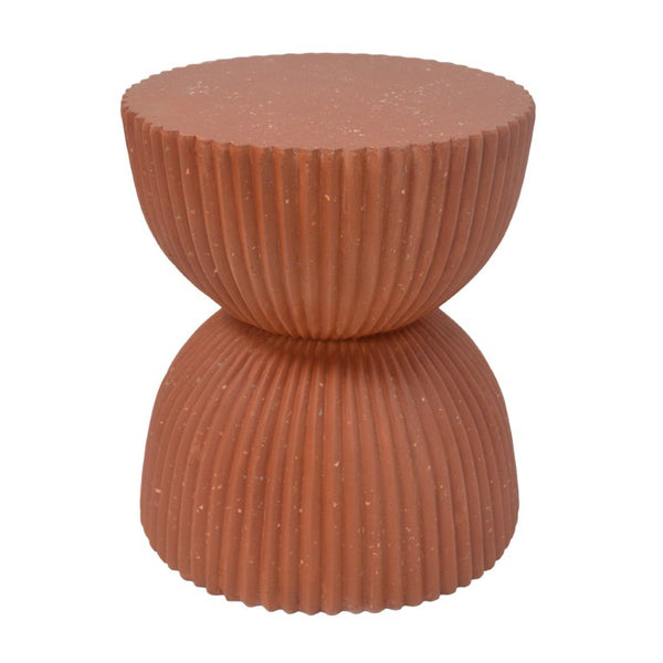 English Elm Warm Terracotta MGO Hourglass Accent Table Artisan Speckled Ribbed Indoor Outdoor N770P488588T