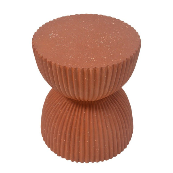 English Elm Warm Terracotta MGO Hourglass Accent Table Artisan Speckled Ribbed Indoor Outdoor N770P488588T