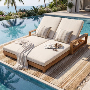 English Elm Light Acacia Hardwood Oval Patio Table with Slatted Base for Outdoor Garden Dining Cream 2-Fold Cushions N770P491322L_65429.00CUSH