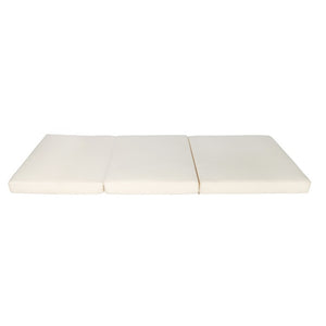 English Elm Light Acacia Hardwood Oval Patio Table with Slatted Base for Outdoor Garden Dining Cream 3-Fold Cushions N770P491322L_N770P208317C