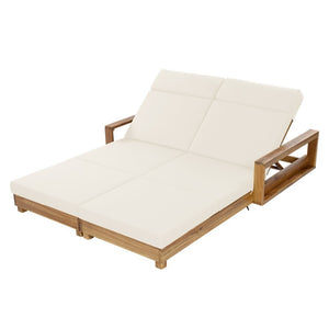 English Elm Light Acacia Hardwood Oval Patio Table with Slatted Base for Outdoor Garden Dining Beige 4-Fold Cushions N770P491322L_N770P285267B