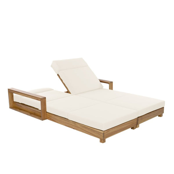 English Elm Light Acacia Hardwood Oval Patio Table with Slatted Base for Outdoor Garden Dining Beige 4-Fold Cushions N770P491322L_N770P285267B