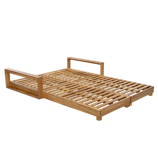 English Elm Light Acacia Hardwood Oval Patio Table with Slatted Base for Outdoor Garden Dining Cream 4-Fold Cushions N770P491322L_N770P285267C