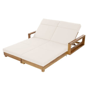 English Elm Light Acacia Hardwood Oval Patio Table with Slatted Base for Outdoor Garden Dining Cream 4-Fold Cushions N770P491322L_N770P285267C