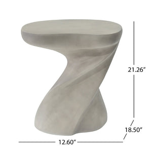 English Elm White Sculptural Twisted MGO Side Table Organic Art Form for Indoor Outdoor Living N770P507646W