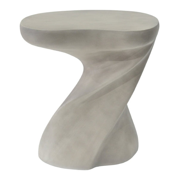 English Elm White Sculptural Twisted MGO Side Table Organic Art Form for Indoor Outdoor Living N770P507646W