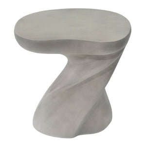 English Elm White Sculptural Twisted MGO Side Table Organic Art Form for Indoor Outdoor Living N770P507646W