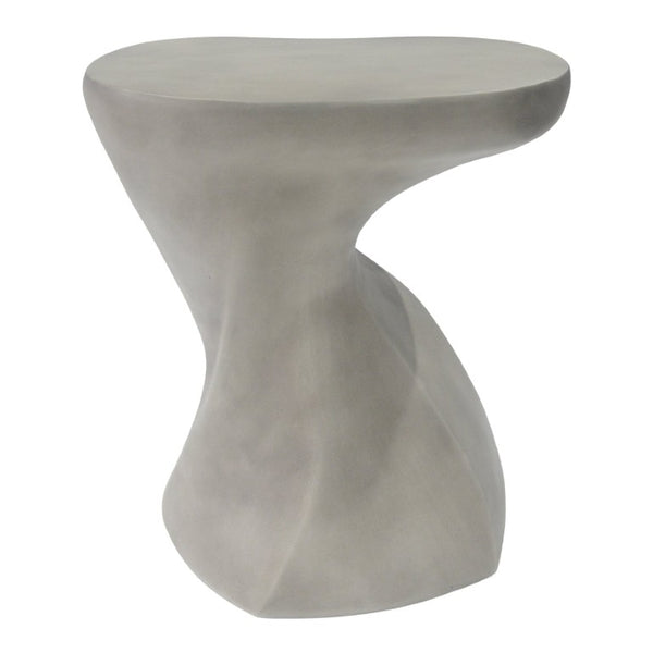 English Elm White Sculptural Twisted MGO Side Table Organic Art Form for Indoor Outdoor Living N770P507646W