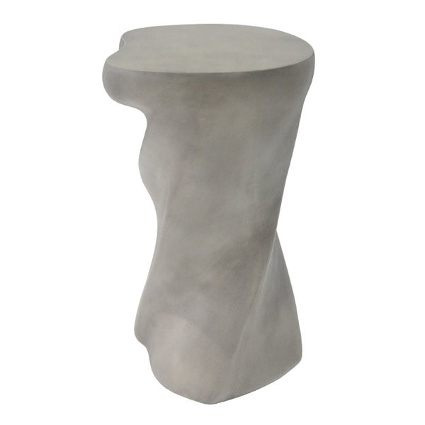 English Elm White Sculptural Twisted MGO Side Table Organic Art Form for Indoor Outdoor Living N770P507646W