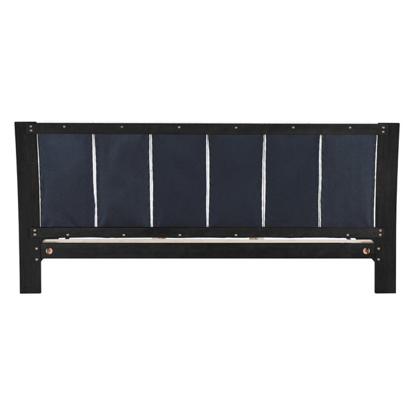 English Elm King Upholstered Platform Bed Solid Pine Two Tone Modern Bedroom Frame 600 Lb N770PK345991B