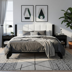 English Elm King Upholstered Platform Bed Solid Pine Two Tone Modern Bedroom Frame 600 Lb N770PK345991B