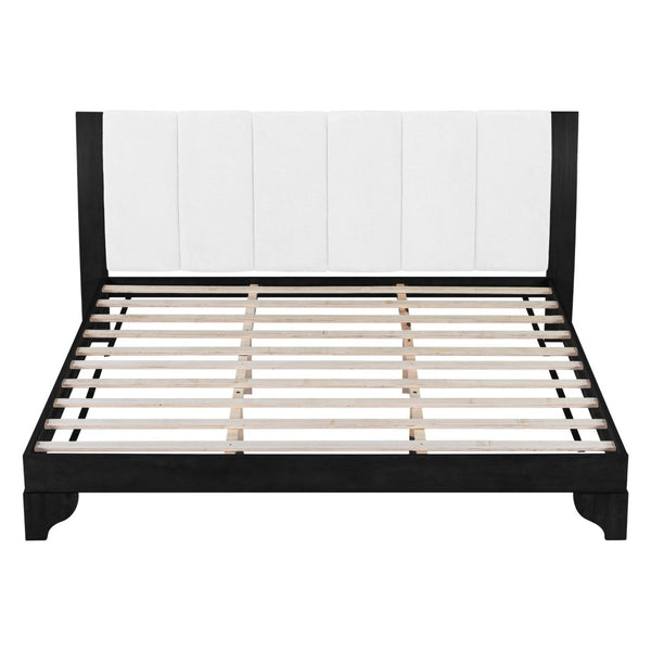 English Elm King Upholstered Platform Bed Solid Pine Two Tone Modern Bedroom Frame 600 Lb N770PK345991B