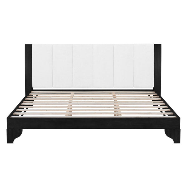 English Elm King Upholstered Platform Bed Solid Pine Two Tone Modern Bedroom Frame 600 Lb N770PK345991B