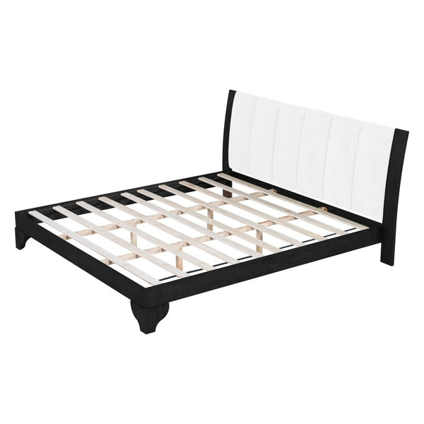 English Elm King Upholstered Platform Bed Solid Pine Two Tone Modern Bedroom Frame 600 Lb N770PK345991B