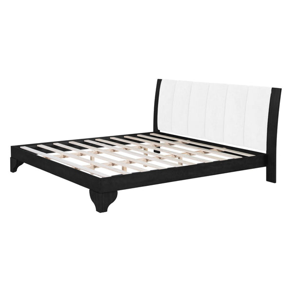 English Elm King Upholstered Platform Bed Solid Pine Two Tone Modern Bedroom Frame 600 Lb N770PK345991B