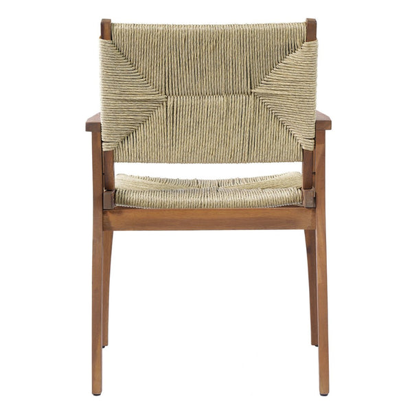 English Elm 5-piece Outdoor Acacia Wood Dining Set with Wicker Armchairs and Round Patio Table N770PS5345270T