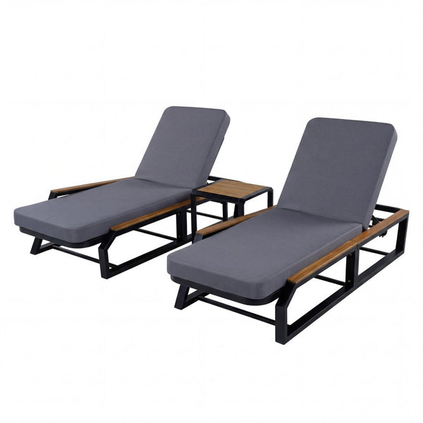 English Elm 5-Piece Outdoor Chaise Lounge Set Acacia Wood Iron Frame Patio Pool Recliners N770PS551A78D52A