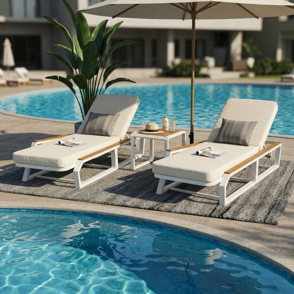 English Elm 5-Piece Outdoor Lounge Set Acacia Teak Accents Iron Frame Patio Pool Resort Style N770PS551W78C52W