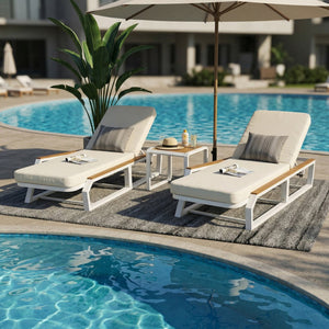 English Elm 5-Piece Outdoor Lounge Set Acacia Teak Accents Iron Frame Patio Pool Resort Style N770PS551W78C52W