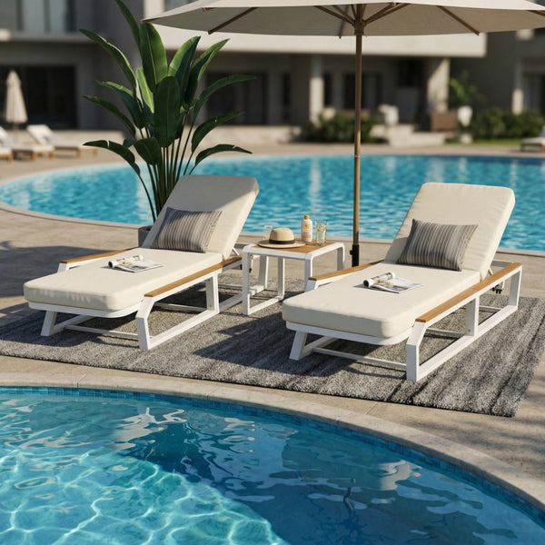 English Elm 5-Piece Outdoor Lounge Set Acacia Teak Accents Iron Frame Patio Pool Resort Style N770PS551W78C52W