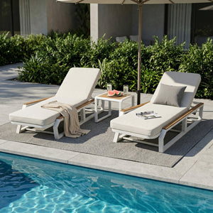 English Elm 5-Piece Outdoor Lounge Set Acacia Teak Accents Iron Frame Patio Pool Resort Style N770PS551W78C52W