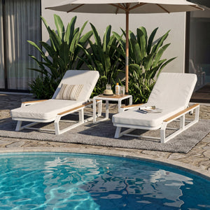 English Elm 5-Piece Outdoor Lounge Set Acacia Teak Accents Iron Frame Patio Pool Resort Style N770PS551W78C52W