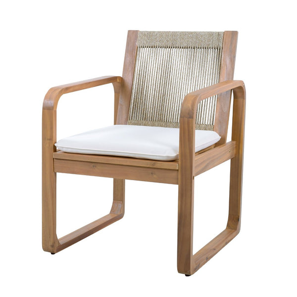 English Elm 5-piece Outdoor Acacia Wood Dining Set with Rope Back Chairs and Teak Finish Patio N770PS587L88L