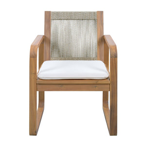 English Elm 5-piece Outdoor Acacia Wood Dining Set with Rope Back Chairs and Teak Finish Patio N770PS587L88L