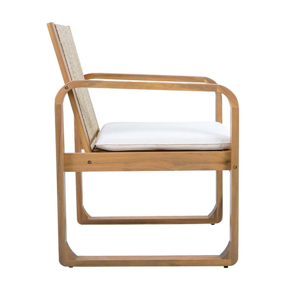 English Elm 5-piece Outdoor Acacia Wood Dining Set with Rope Back Chairs and Teak Finish Patio N770PS587L88L