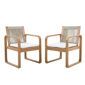 English Elm 5-piece Outdoor Acacia Wood Dining Set with Rope Back Chairs and Teak Finish Patio N770PS587L88L