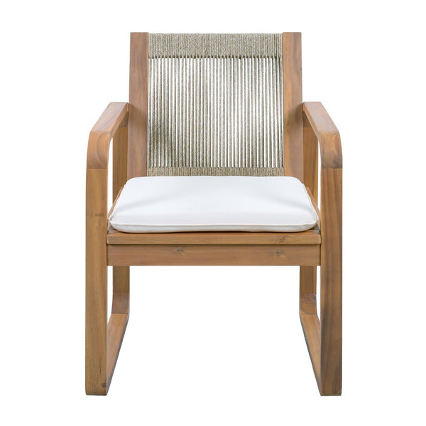 English Elm 7-piece Outdoor Acacia Wood Dining Set with Rope Back Chairs and Teak Finish Patio N770PS787L88L