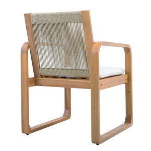 English Elm 7-piece Outdoor Acacia Wood Dining Set with Rope Back Chairs and Teak Finish Patio N770PS787L88L
