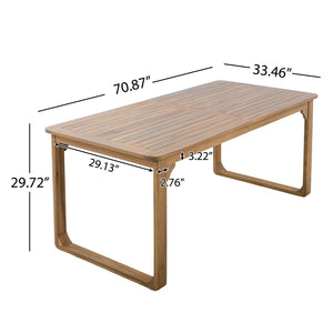English Elm 7-piece Outdoor Acacia Wood Dining Set Rope Back Chairs Teak Patio Table Seats Six Grey Cushions N770PS797R88L