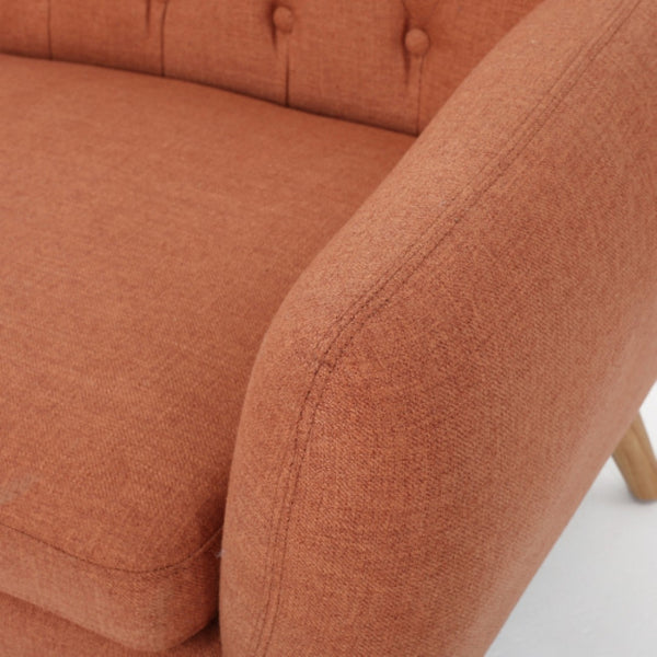 English Elm Love Seat Compact Mid-century Sofa with Button-tufted Back and Splayed Birch Legs N771P202668C