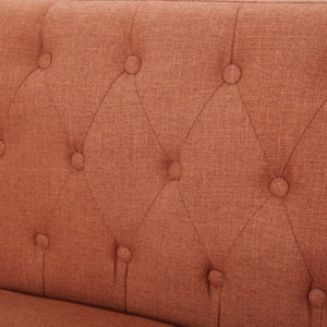 English Elm Love Seat Compact Mid-century Sofa with Button-tufted Back and Splayed Birch Legs N771P202668C