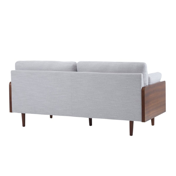 English Elm Mid-Century Modern Sofa with Track Arms Rounded Wood Legs and Plush Cushioned Seating N771P205110S