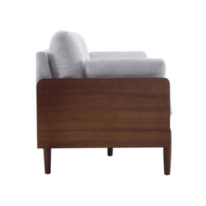 English Elm Mid-Century Modern Sofa with Track Arms Rounded Wood Legs and Plush Cushioned Seating N771P205110S