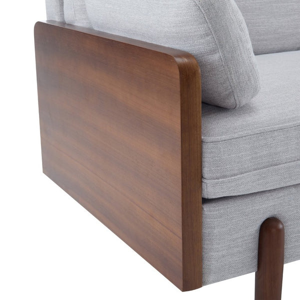 English Elm Mid-Century Modern Sofa with Track Arms Rounded Wood Legs and Plush Cushioned Seating N771P205110S