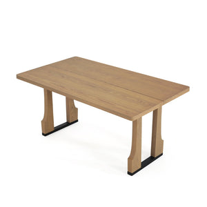 English Elm 63" Rectangular Pedestal Dining Table Farmhouse Mdf Seats Six Scratch Resistant Natural Ash N771P252262A