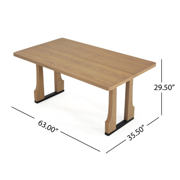 English Elm 63" Rectangular Pedestal Dining Table Farmhouse Mdf Seats Six Scratch Resistant Natural Ash N771P252262A