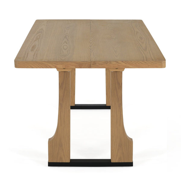 English Elm 63" Rectangular Pedestal Dining Table Farmhouse Mdf Seats Six Scratch Resistant Natural Ash N771P252262A