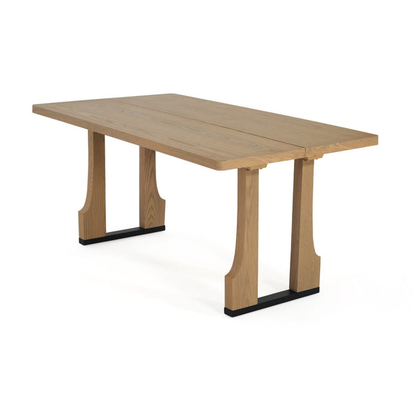English Elm 63" Rectangular Pedestal Dining Table Farmhouse Mdf Seats Six Scratch Resistant Natural Ash N771P252262A