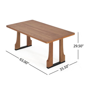 English Elm 63" Rectangular Pedestal Dining Table Farmhouse Mdf Seats Six Scratch Resistant Natural N771P252262K